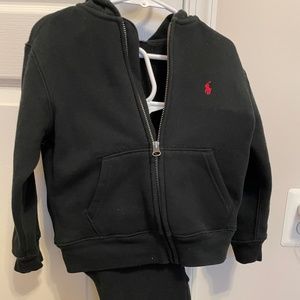 Black Toddler Polo Pants & Hoodie Set 4T